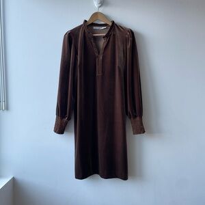 Moody chocolate Brown velvet Long-Sleeve Dress size M